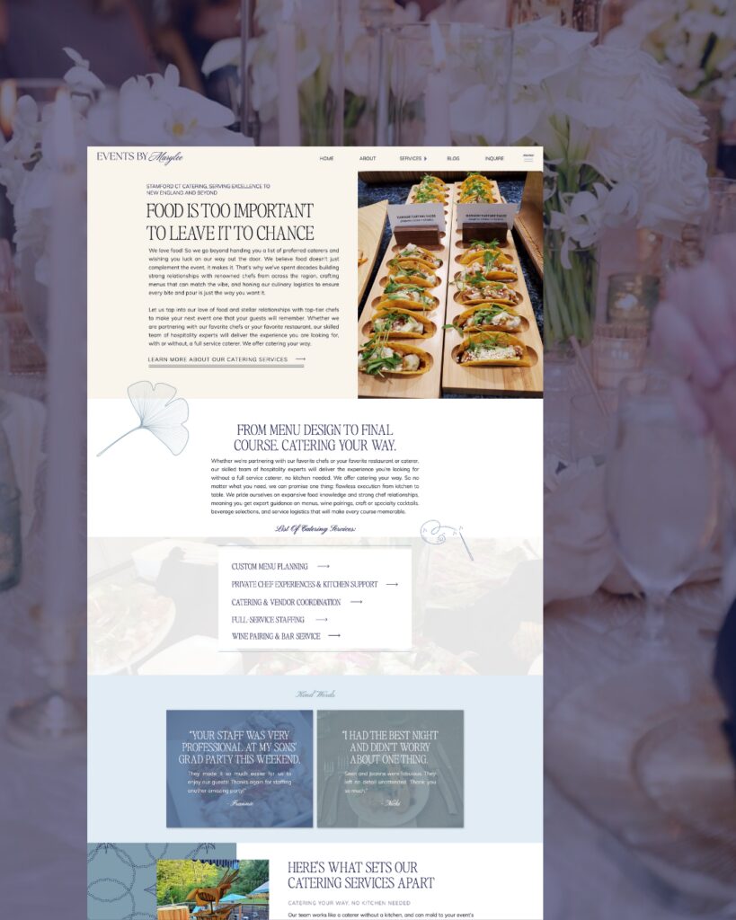 Events by Marylee new website in desktop version